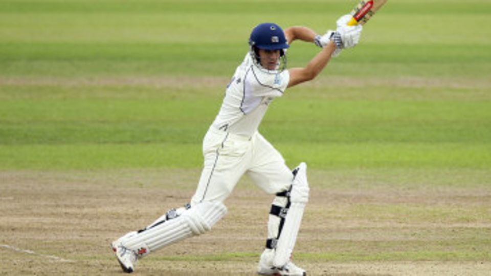 Neil Dexter drives square during his hundred