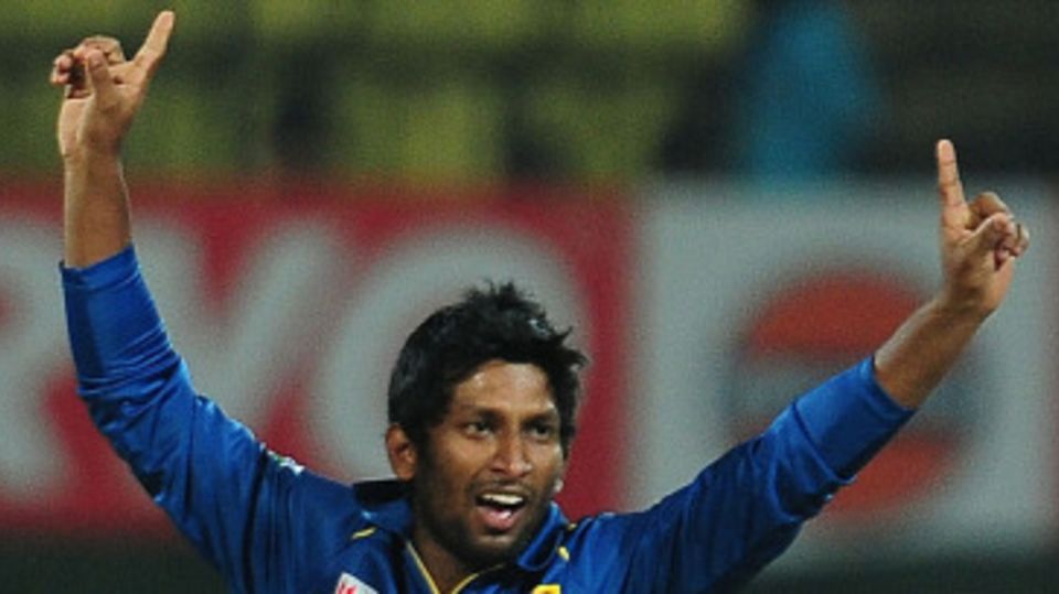 Jeevan Mendis celebrates a wicket