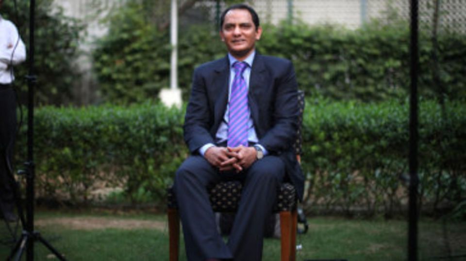 Mohammad Azharuddin addresses the press