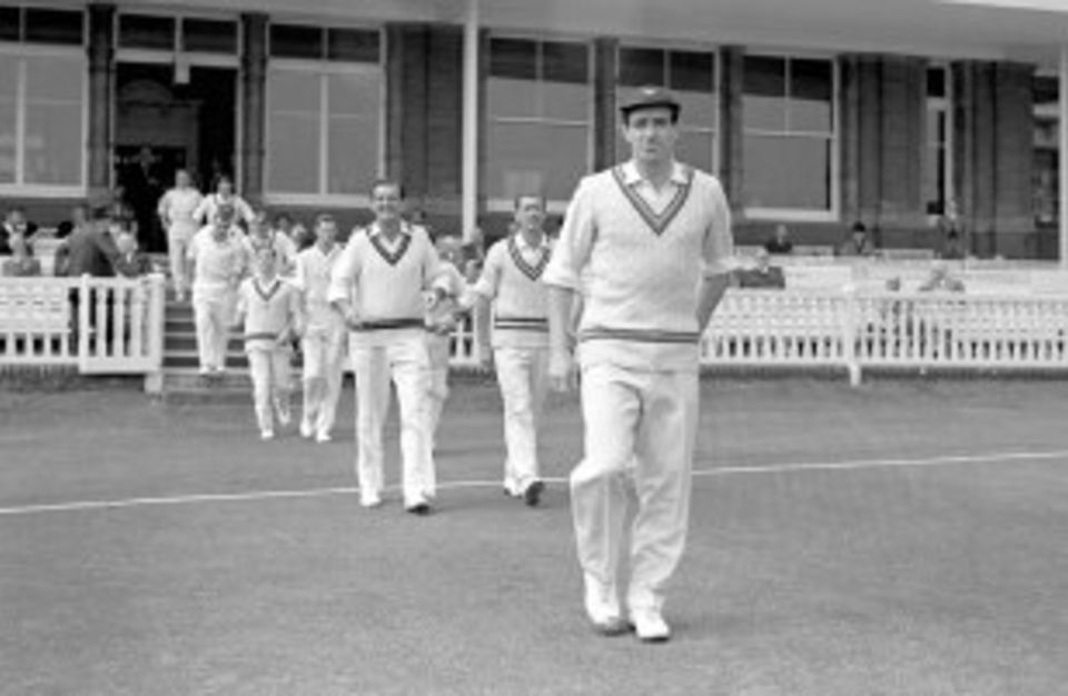 Almost the end ... Fred Trueman leads out the Players in the final match at Lord's in 1962. He said the fixture was a "ludicrous business ... thankfully abolished"