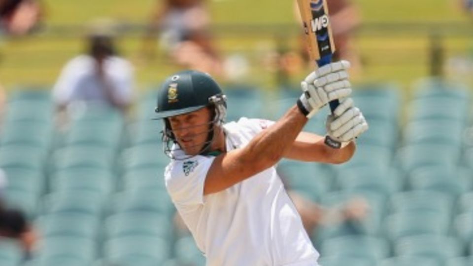Faf du Plessis works the ball through the off side