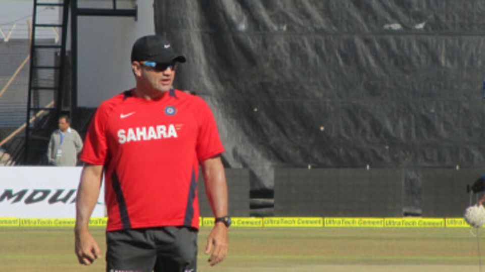 India's bowling coach Joe Dawes at practice