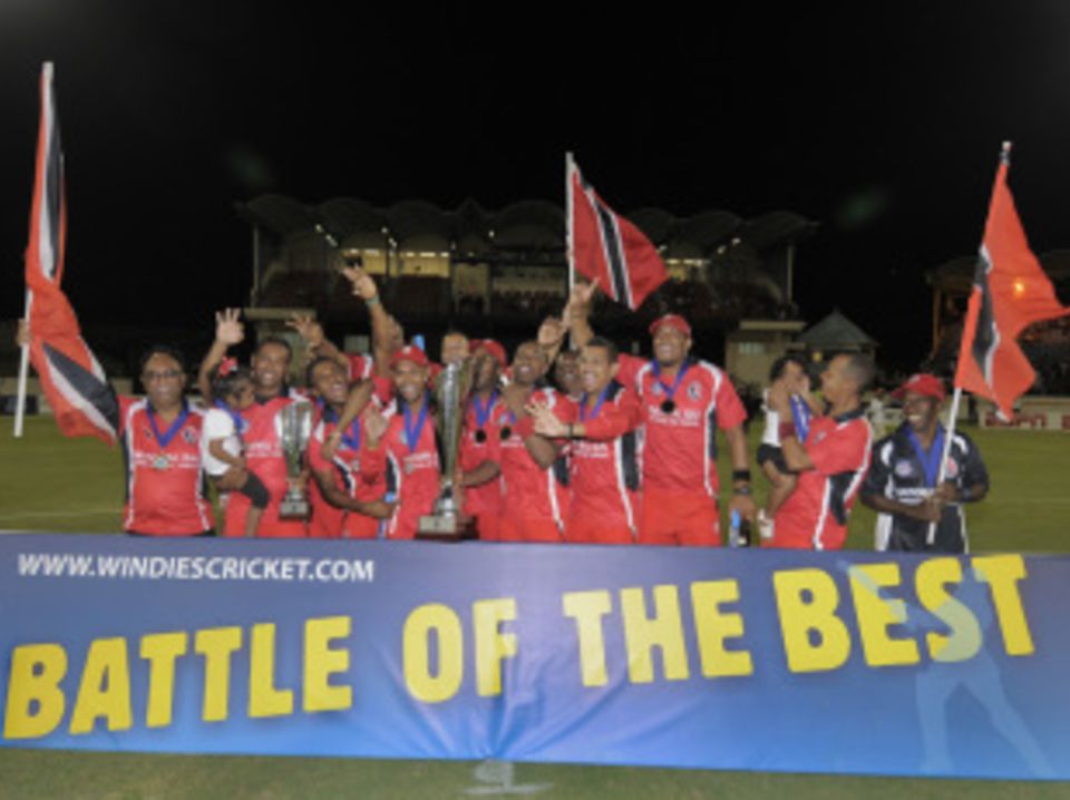 Trinidad & Tobago celebrate their emphatic win over Guyana in the Caribbean T20 final