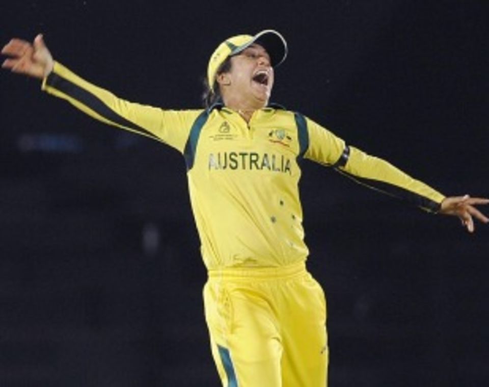 Lisa Sthalekar signed off from international cricket in style, with a stunning catch that sealed Australia's sixth World Cup win