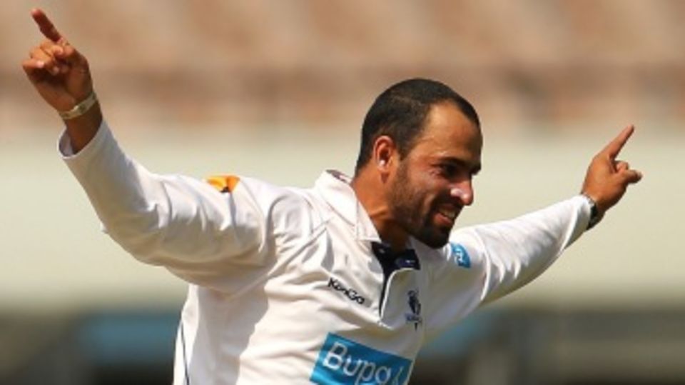 Fawad Ahmed celebrates the wicket of Greg Moller