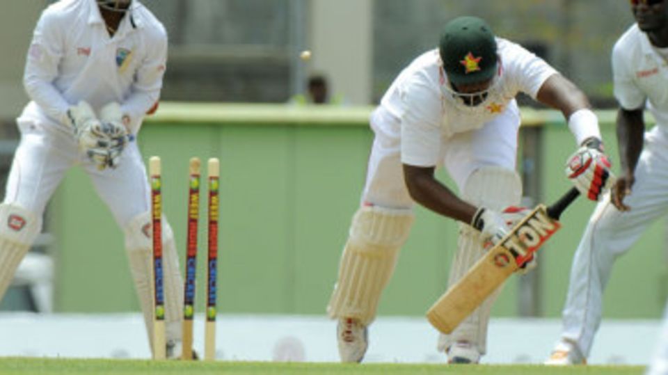 Hamilton Masakadza was bowled by Shane Shillingford's doosra