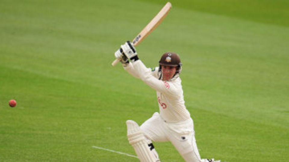 Rory Burns drives during his hundred