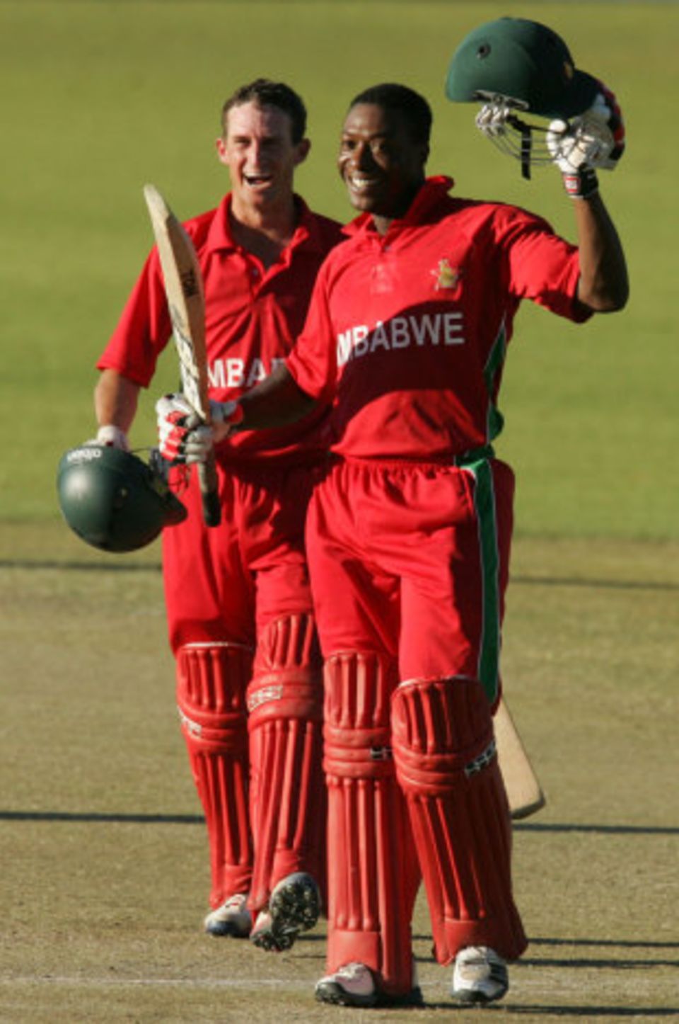 Vusi Sibanda celebrated his century along with a series victory