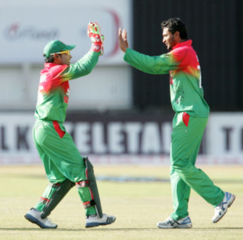 Mushfiqur Rahim wasn't so pleased when a plumb lbw was turned down