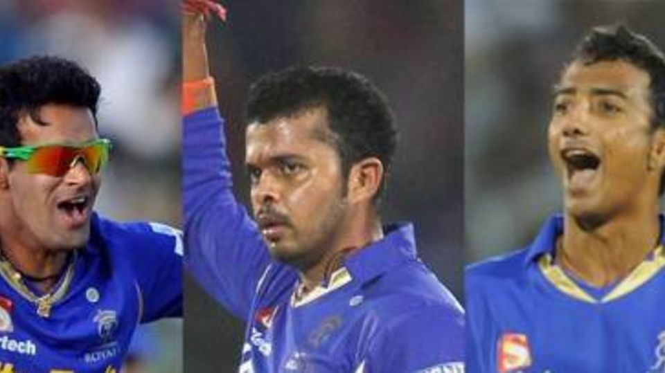 A composite image of Ajit Chandila, Sreesanth and Ankeet Chavan