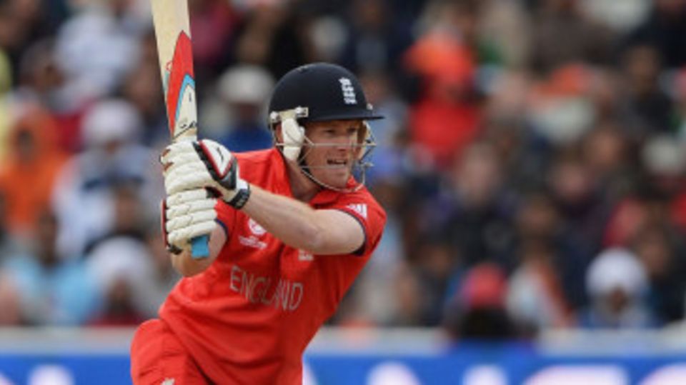 Eoin Morgan drives through the off side