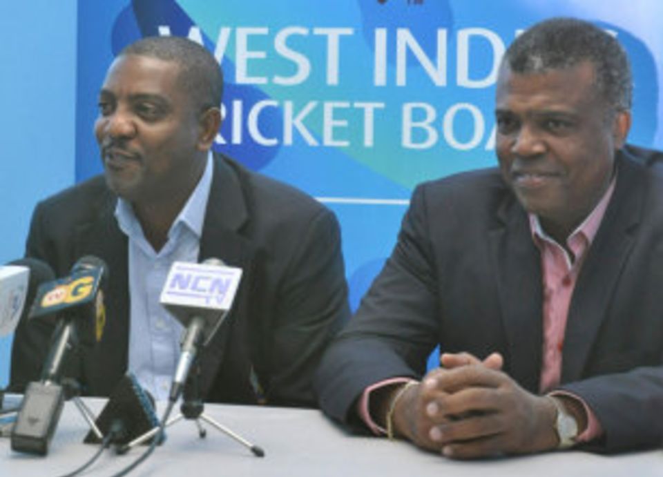 WICB president Whycliffe Cameron addresses the media after the board meeting