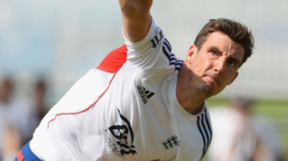 Steven Finn practises at Lord's