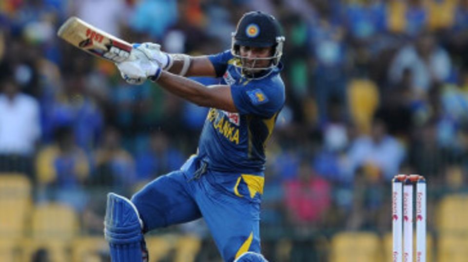 Kumar Sangakkara drives through the covers