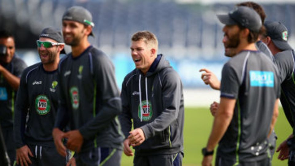 The Australian camp share a light-hearted moment