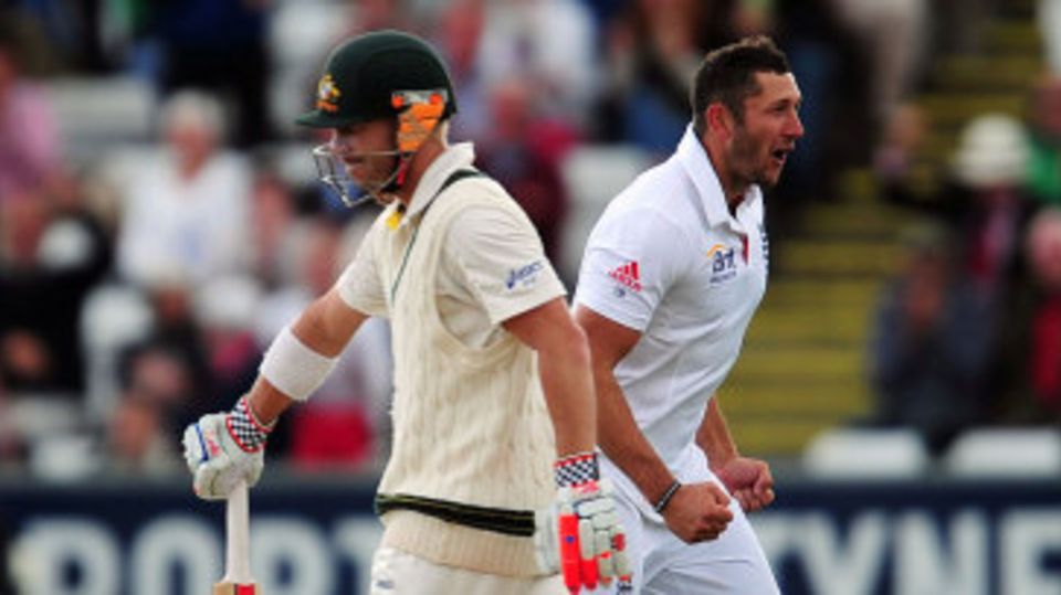 David Warner walks off after edging behind
