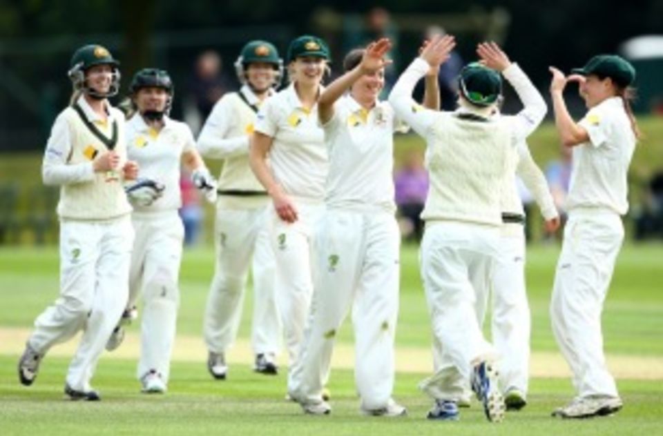 Australia celebrate Arran Brindle's wicket but it was the last they took in the match