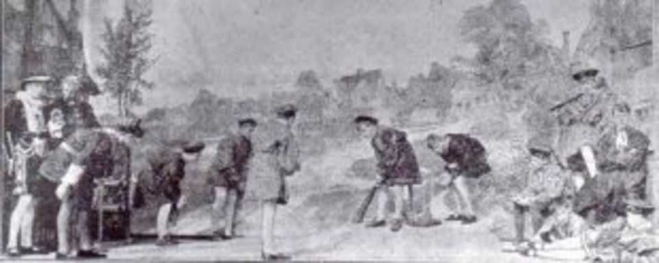 A re-enactment of a cricket match played in Guildford in the 16th century
