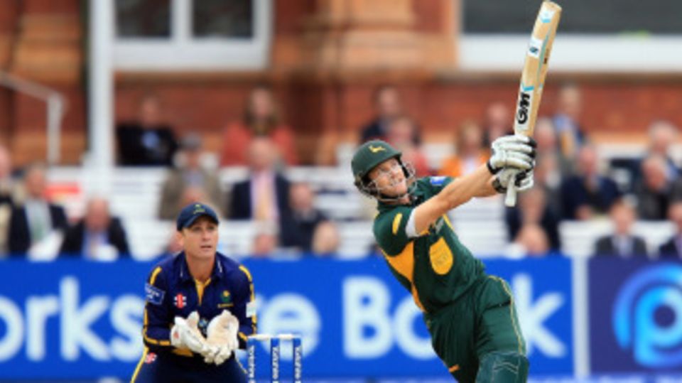Chris Read goes over the leg side as he helps Nottinghamshire recover