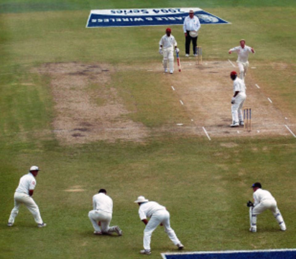 Hoggard gets Ryan Hinds with an intended inswinger that went across the batsman