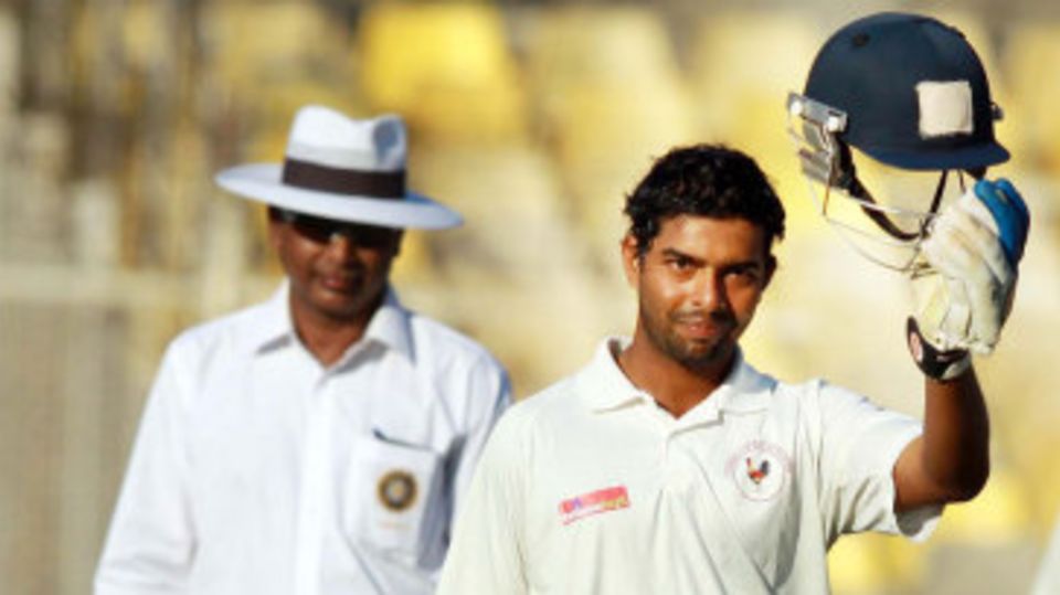 Bhargav Merai celebrates his second first-class century
