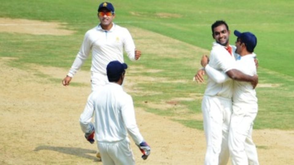 Abhimanyu Mithun took two wickets on the first day