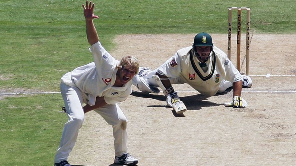 Grounded: Matthew Hoggard traps Graeme Smith leg-before during the classic 2004-05 series