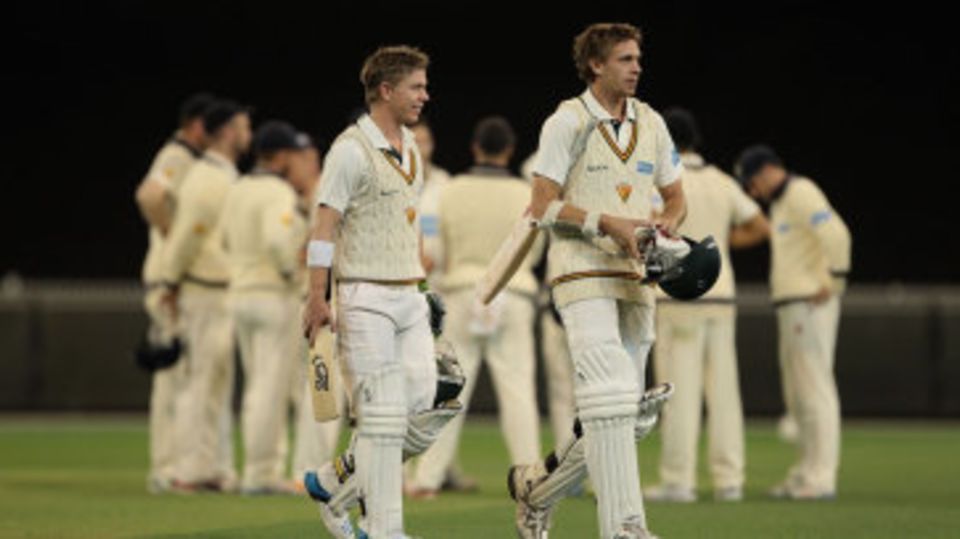 Xavier Doherty and Luke Butterworth walk off after securing the draw