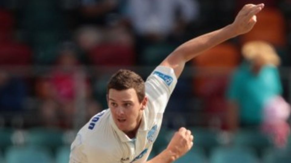 Josh Hazlewood sends down a delivery