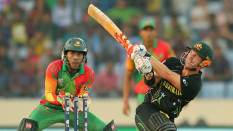 David Warner slogs during his 48