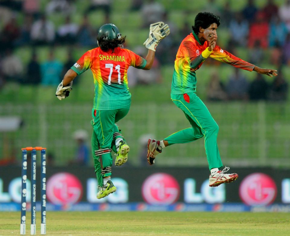 File photo: Panna Ghosh assisted Jahanara Alam in removing Zimbabwe's top order early