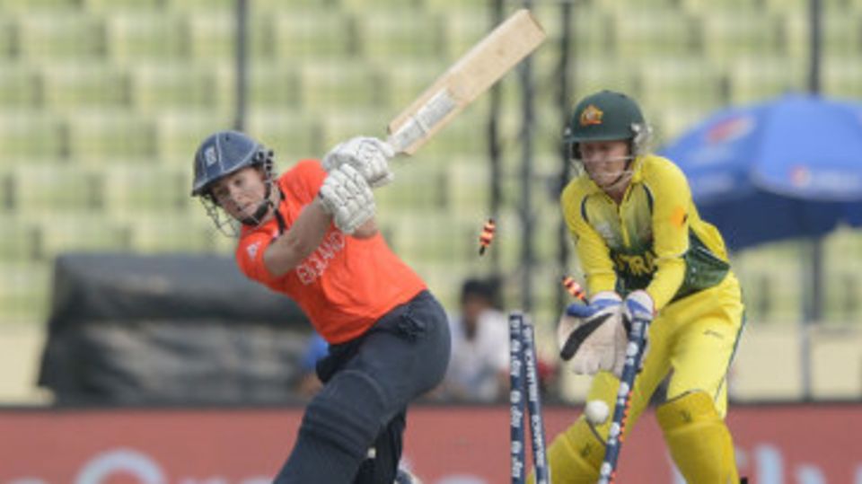 Tammy Beaumont is bowled