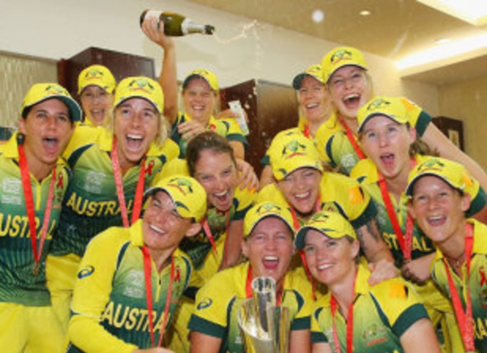 Australia take the celebrations up to the changing room
