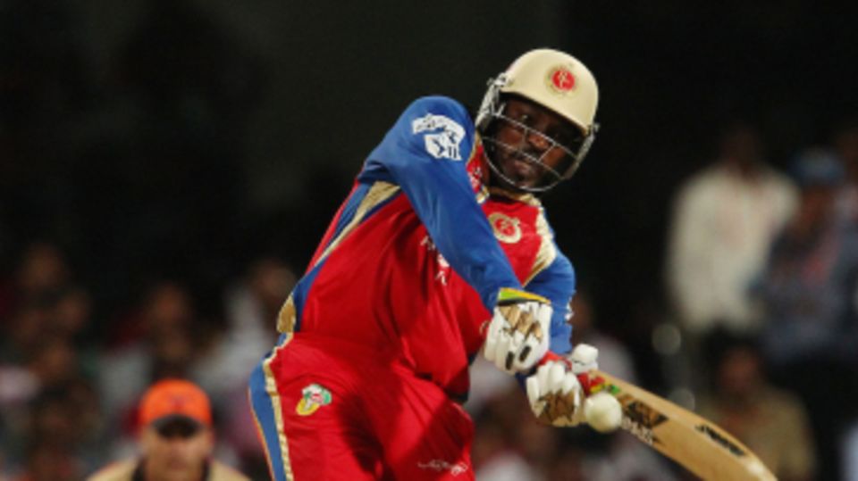 Chris Gayle launches one into the crowd