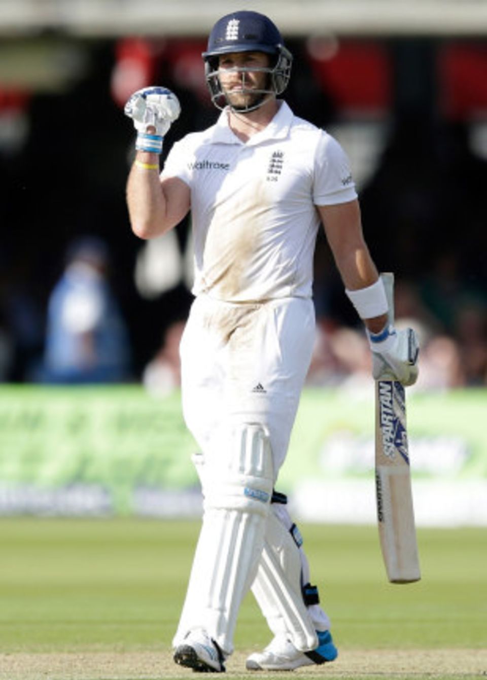 Matt Prior made 86 after surviving an lbw review off his second ball