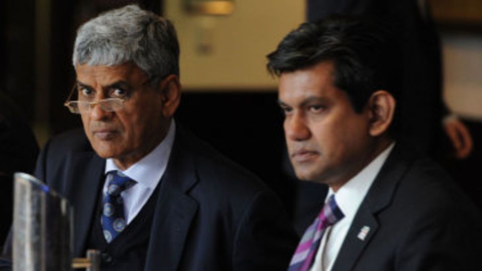 BCCI's Sanjay Patel and BCB's Nizamuddin Chowdhury at the ICC conference