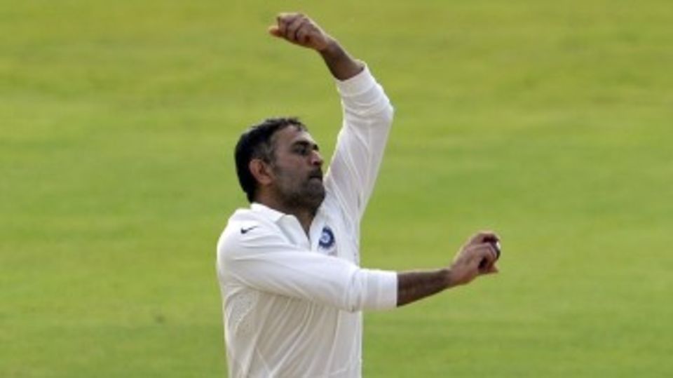 MS Dhoni has a bowl