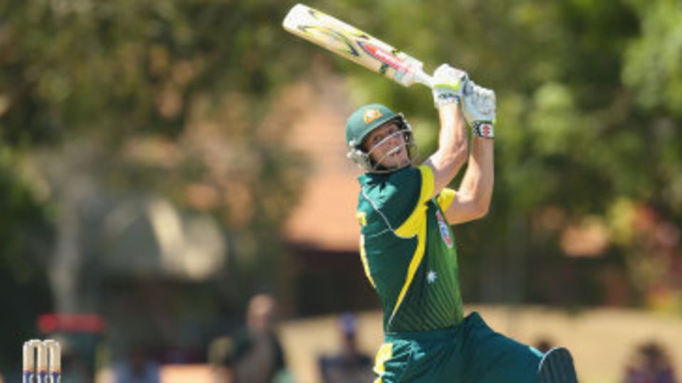 Mitchell Marsh muscles the ball through the off side
