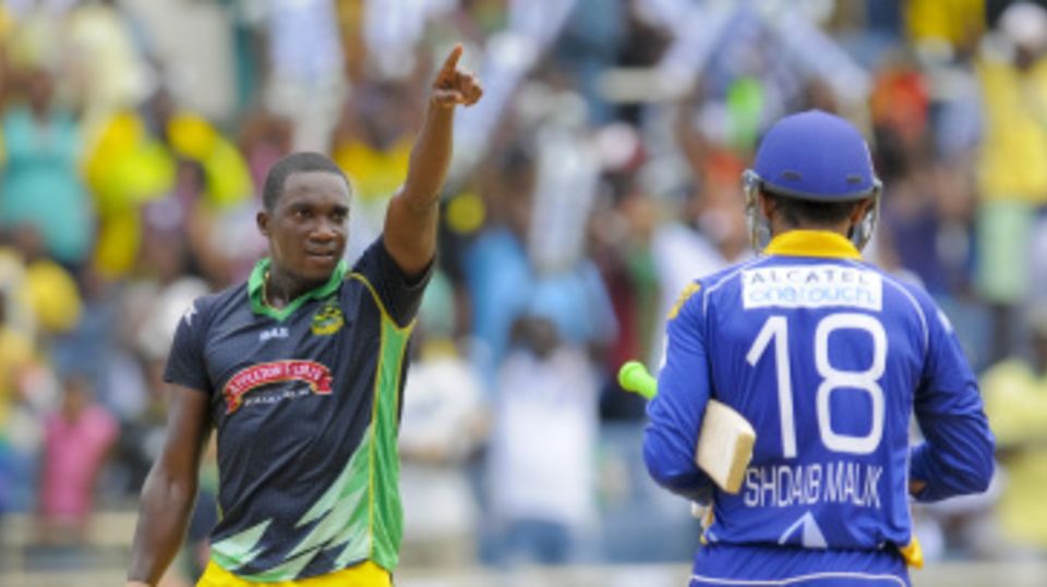 Jerome Taylor celebrates after the final ball