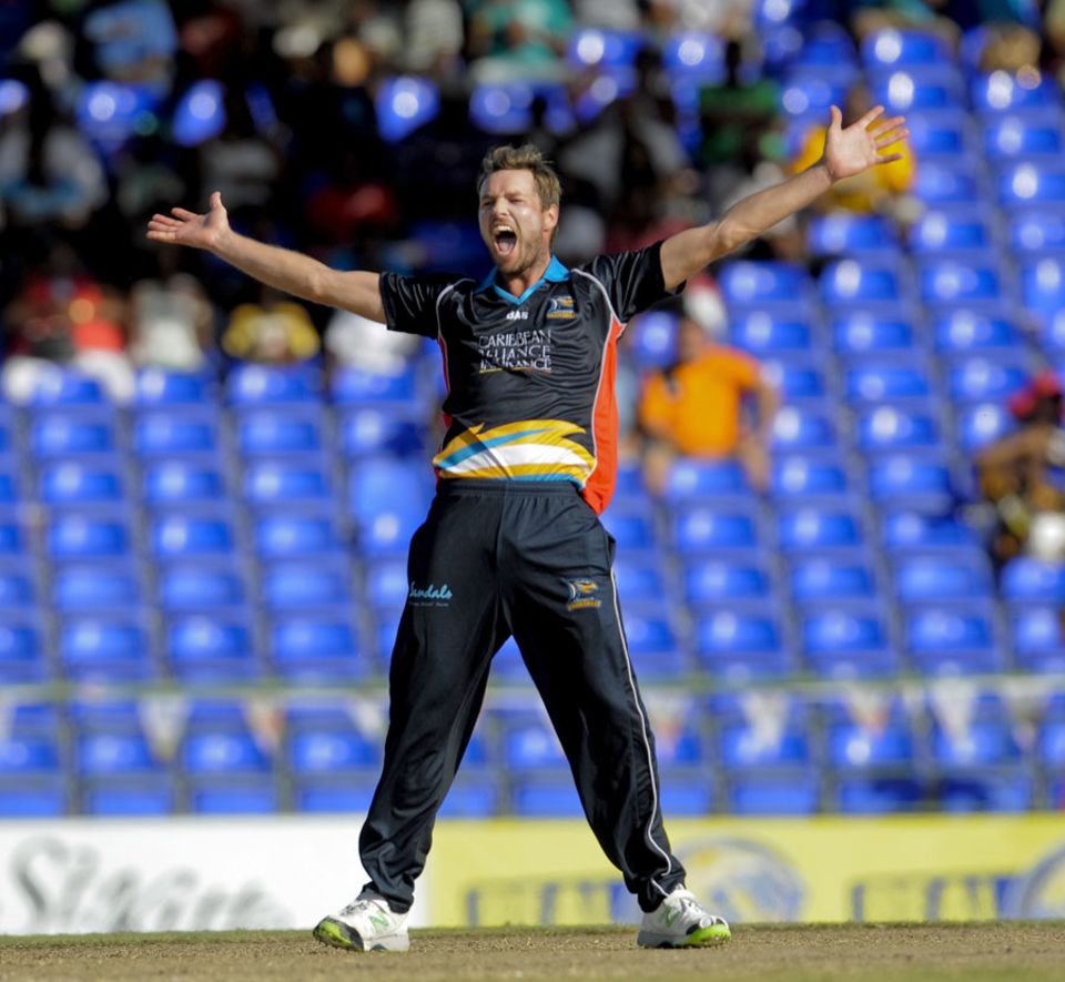 Ben Laughlin got the big wickets of Ross Taylor and Dwayne Bravo