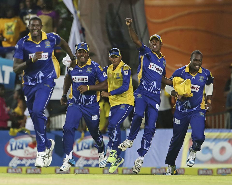 Barbados Tridents celebrate their triumph but not before several minutes of confusion and controversy