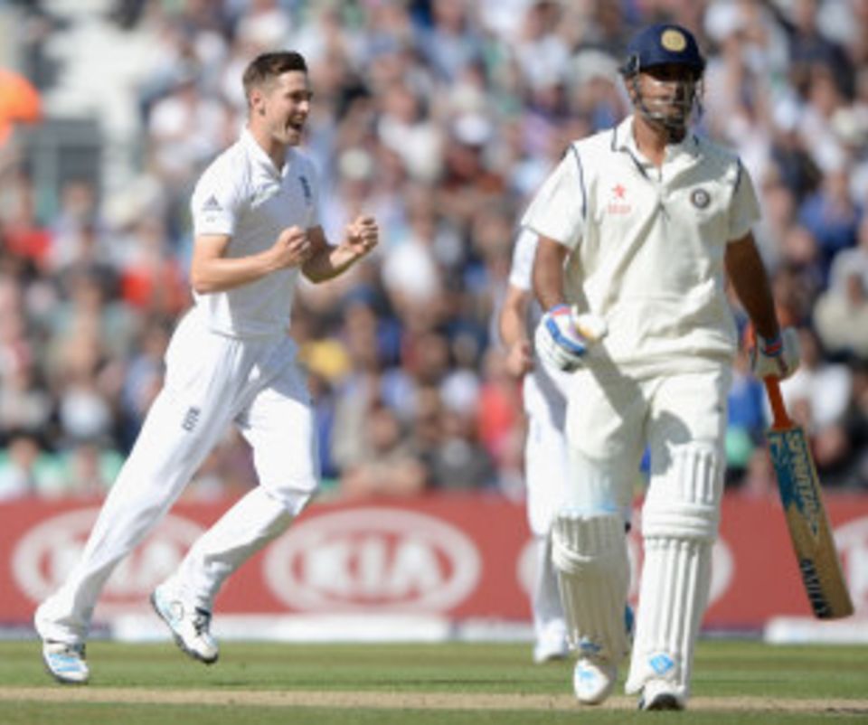 Captain's curtain call: MS Dhoni walks quickly off after his second-innings dismissal at The Oval