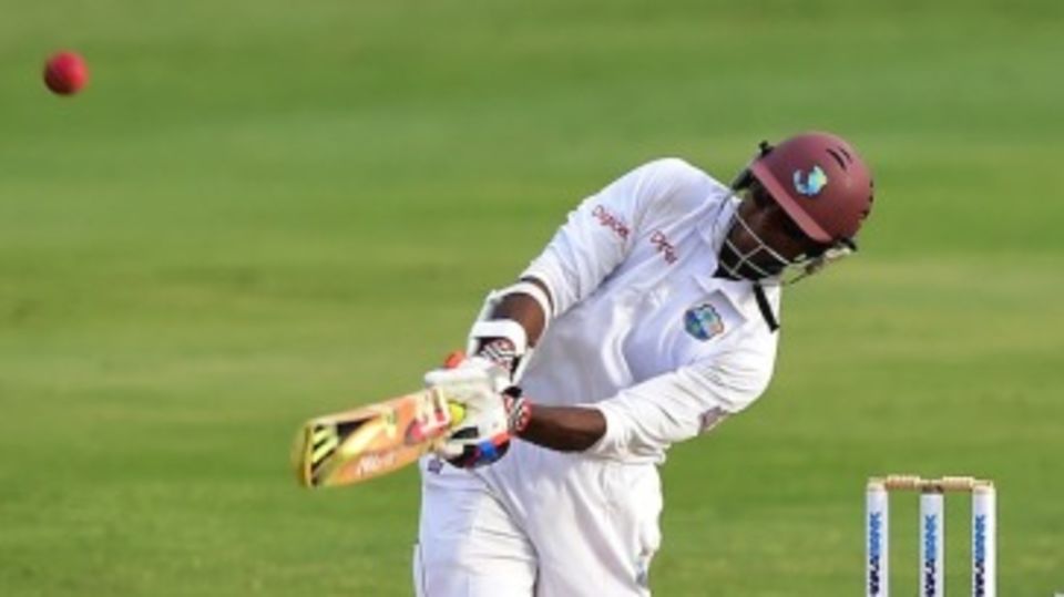Shivnarine Chanderpaul lofts over the leg side
