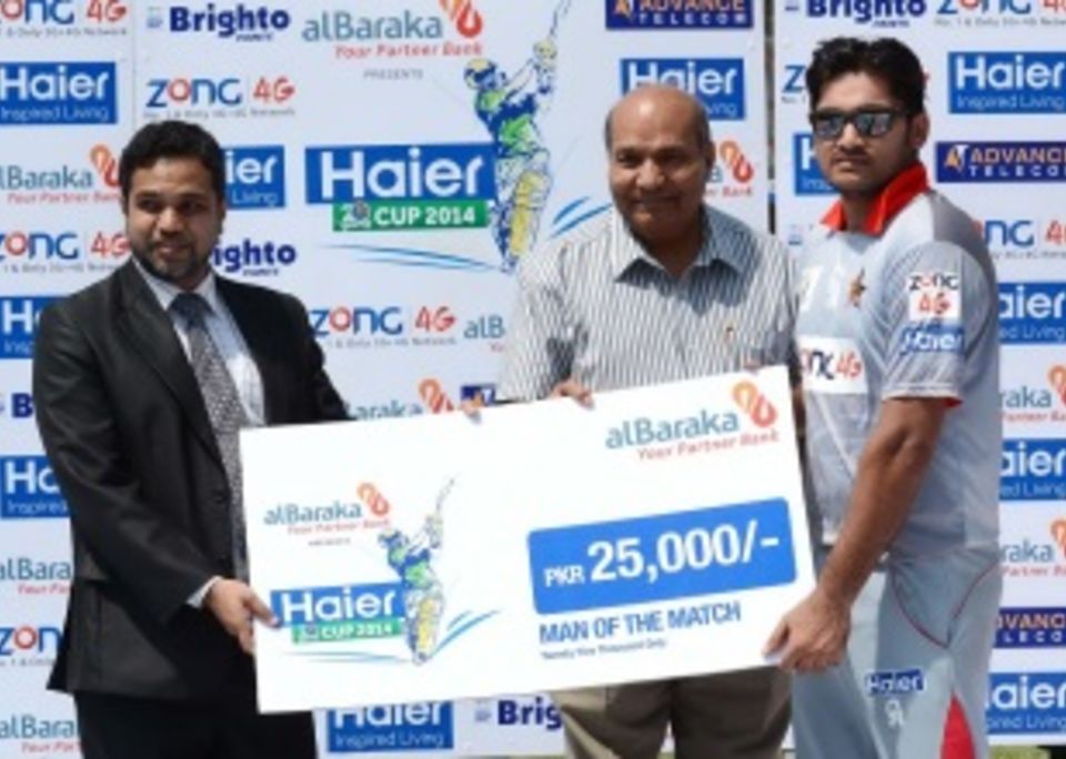 Ali Khan slammed 48 off 19 balls to win the Man of the Match cheque