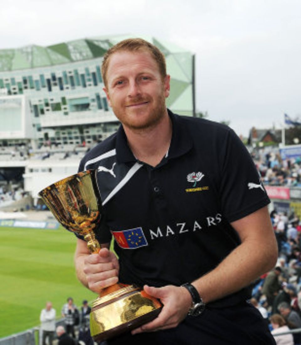 Andrew Gale defiantly posed with the trophy at Headingley