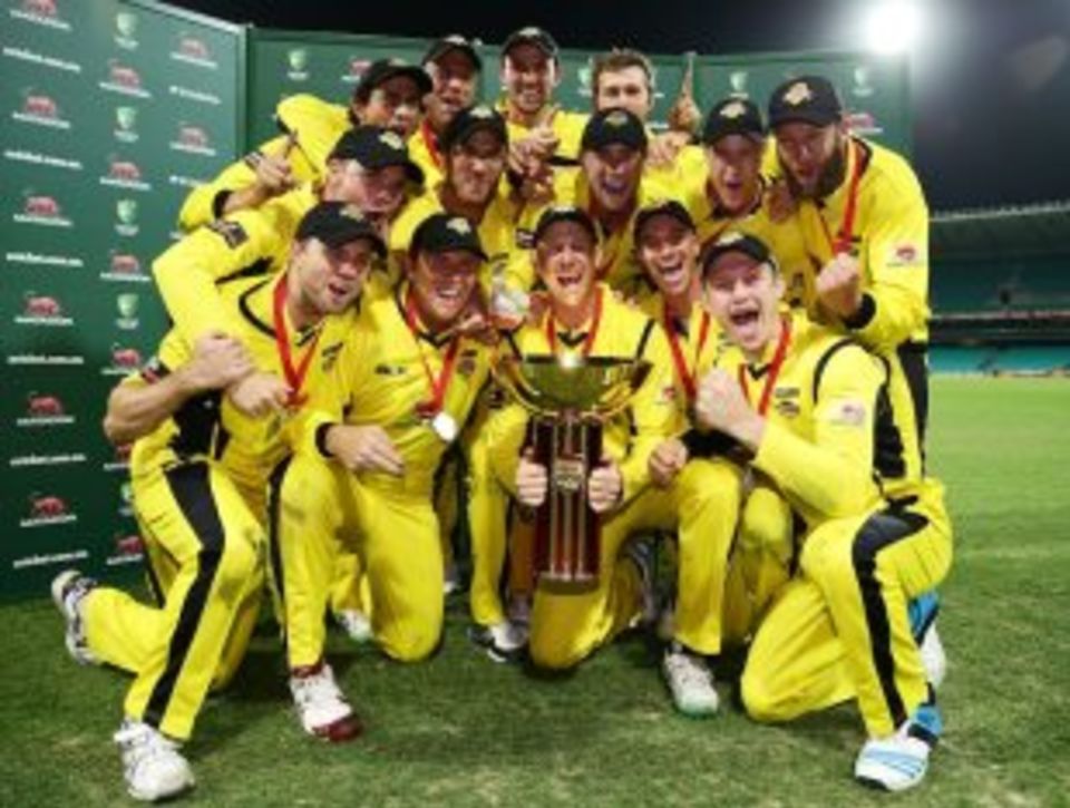 The victorious Western Australia team with the trophy