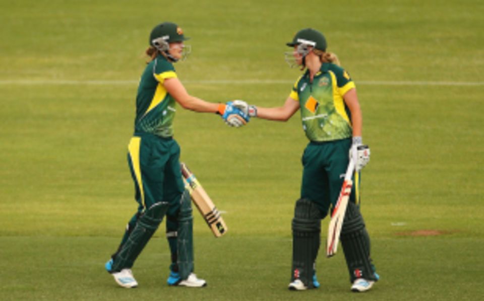 Ellyse Perry and Meg Lanning set a solid platform for Australia's three-wicket win