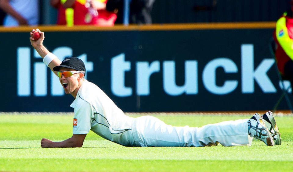 Look ma, one hand: Boult pulls another one out of his hat, in a Test against India