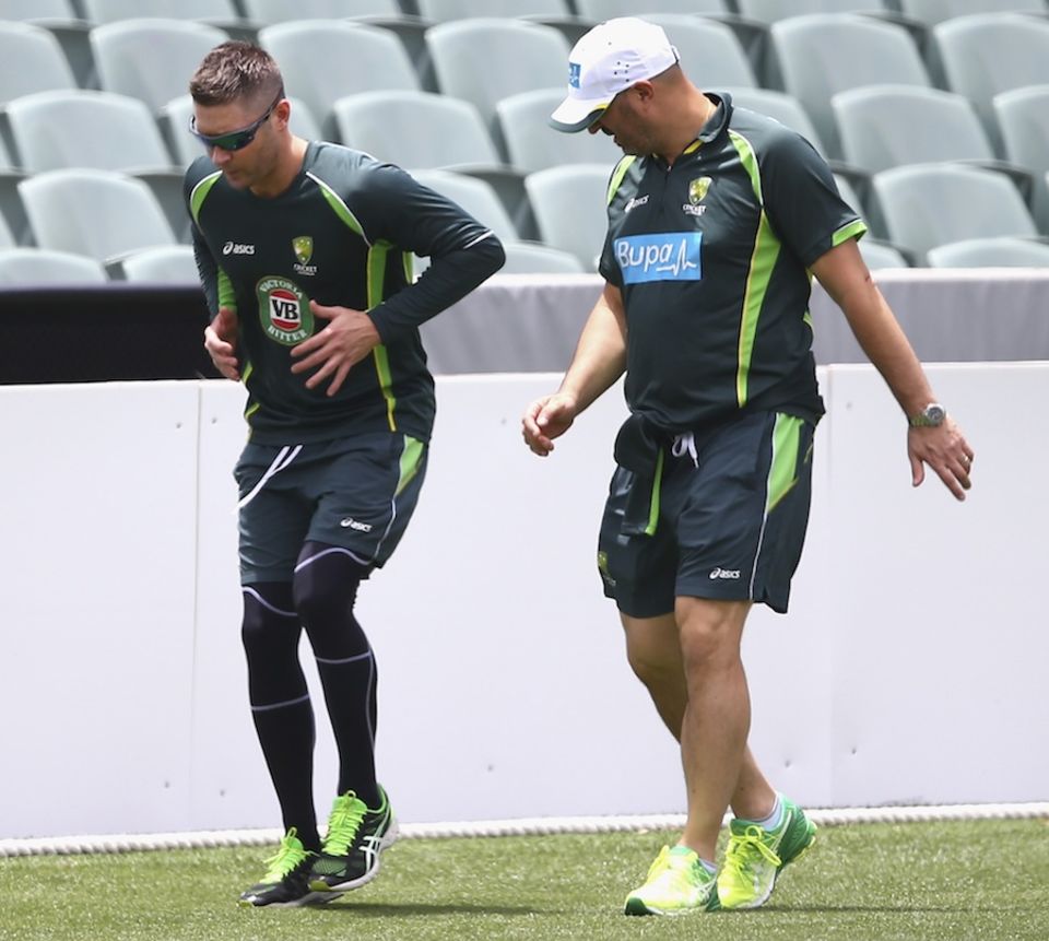 Michael Clarke runs at the Adelaide Oval on Saturday