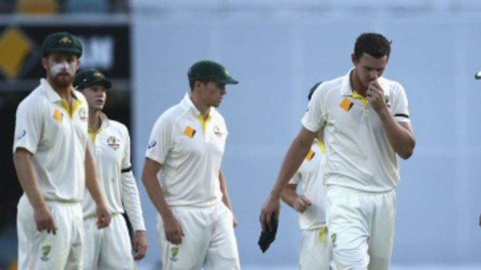 Josh Hazlewood left the field late in the day in discomfort